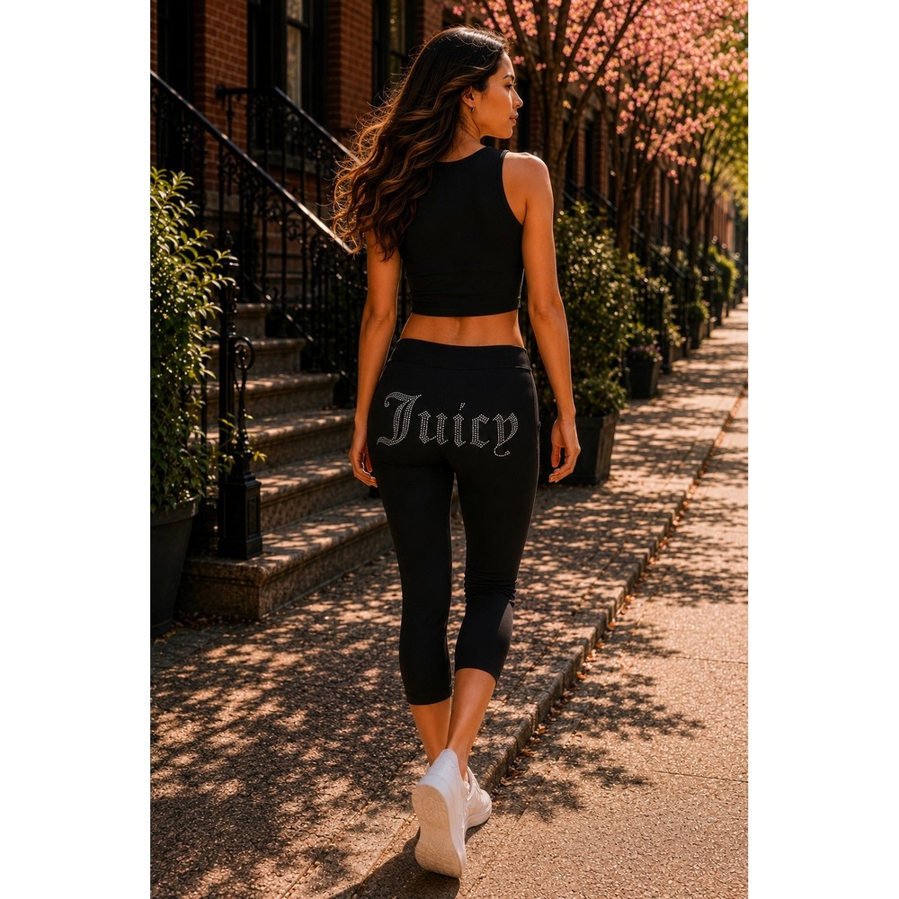 Juicy Couture Bling Capri Leggings Y2K Pockets athleisure/loungewear Capri